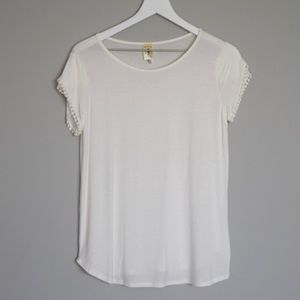 NWOT Off-White Pom-Pom Trim Tunic Top